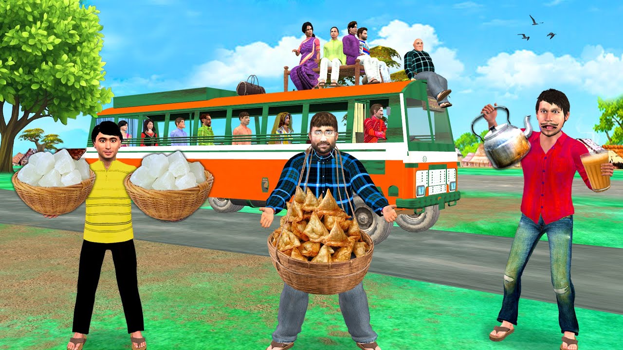 Selling Food Items In Bus Agra Ka Petha Vs Tea Vs Samosa | Hindi Kahaniya