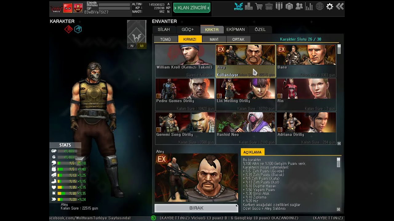 WOLFTEAM SATILIK KAHRAMAN HESAP SÜRESİZ LEGENDLİ +20 BİN GÜN KARAKTERLİ EFSANE HESAP (SATILDI)
