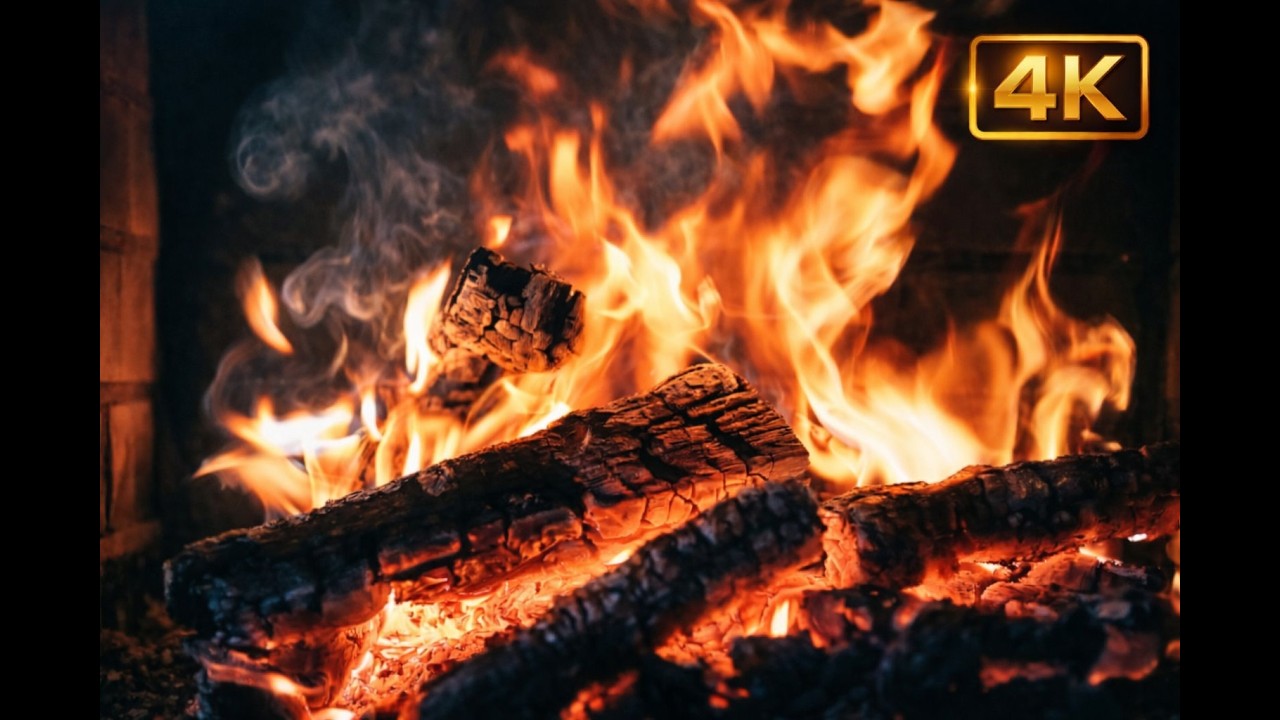 🔥 12 Hours Cozy Fireplace with Crackling Fire Sounds (4K) | Sleep, Relax, Study