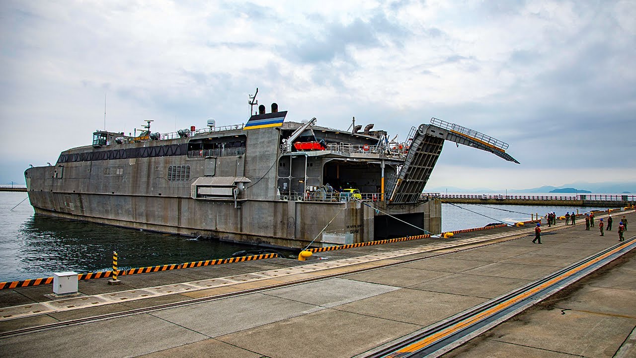 USNS GUAM - US Navy Transport Vessel Carrying Military Vehicles @Defxofficials