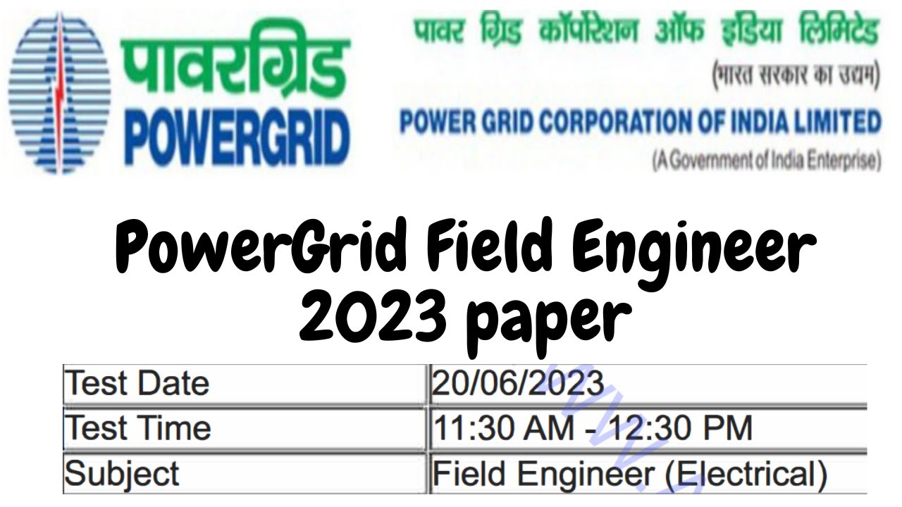 PGCIL Field Engineer Electrical 2023 Solved Paper| PGCIL 2023|