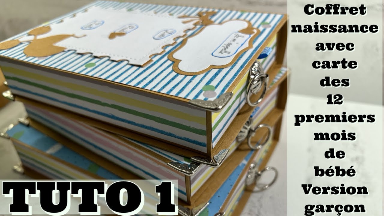 SCRAPBOOKING, tuyo 1 boîte naissance version garçon, cartes 12 premiers mois de bébé