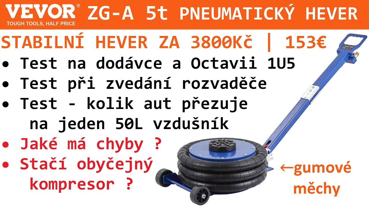 Recenze - Pneumatický hever Vevor 5t