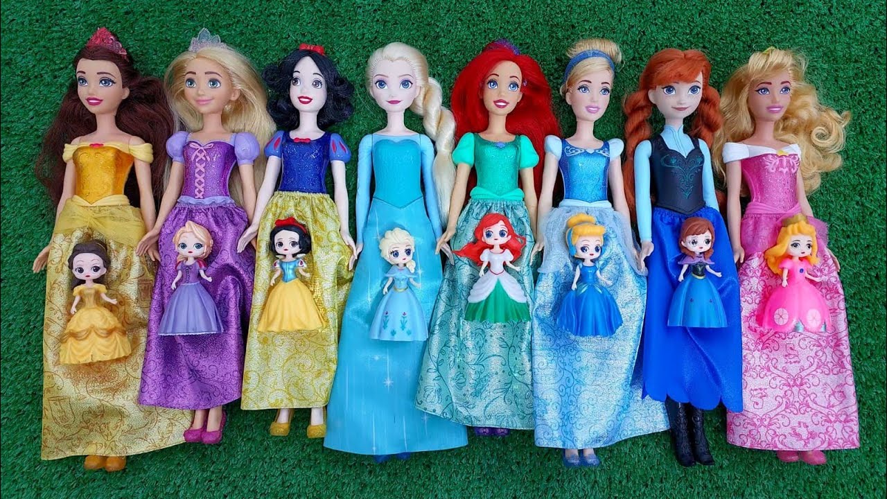 Satisfying ASMR Cleaning! Help Elsa,Anna & ArielClean Disney Princess Dolls Kuromi & Hello Kitty bag