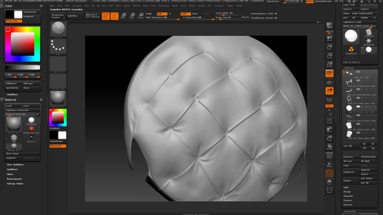 Antique Chair ZBrush Sculpt Part 3 of 4
