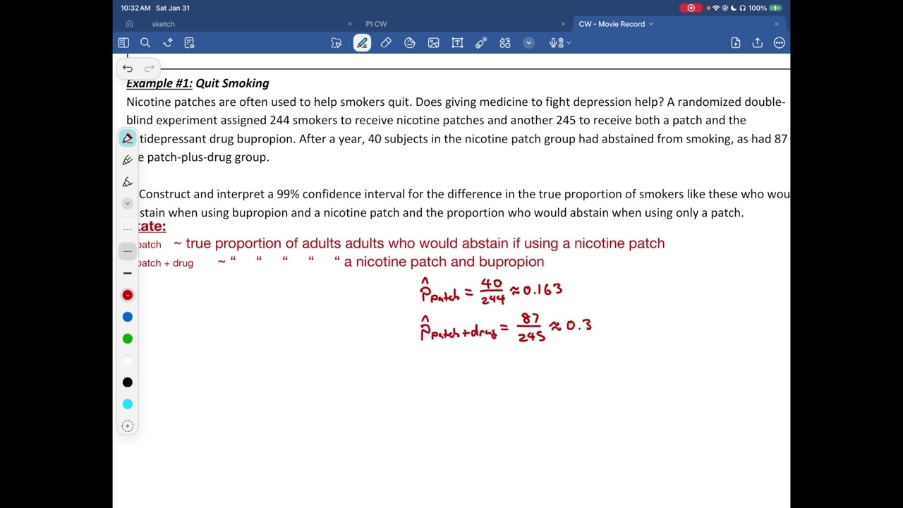 6-6 Confidence Intervals to estimate p1-p2 (2 prop z-int) 6E