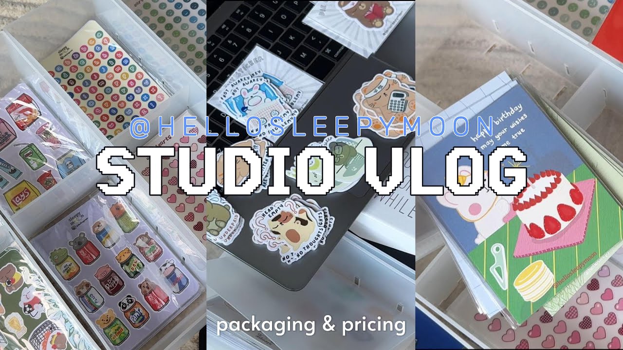 STUDIO VLOG 📷 Packing and pricing my sticker business