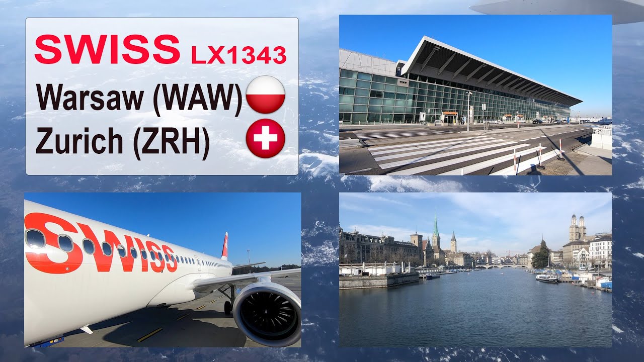 Flight from 🇵🇱 Warsaw (WAW) to 🇨🇭 Zurich (ZRH) with Swiss International Airlines in economy class.