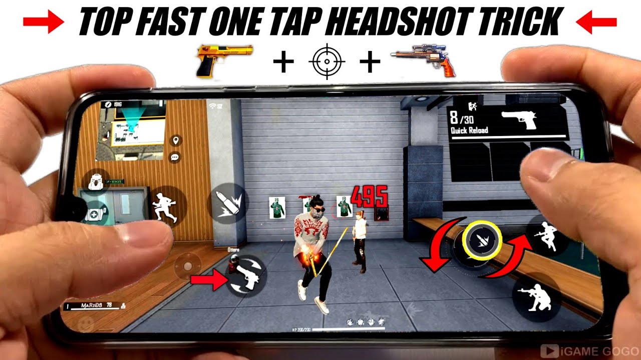 Real One Tap Headshot Trick Handcam 😈 [ Desert Eagle + M500 ] New Headshot Trick Free Fire 