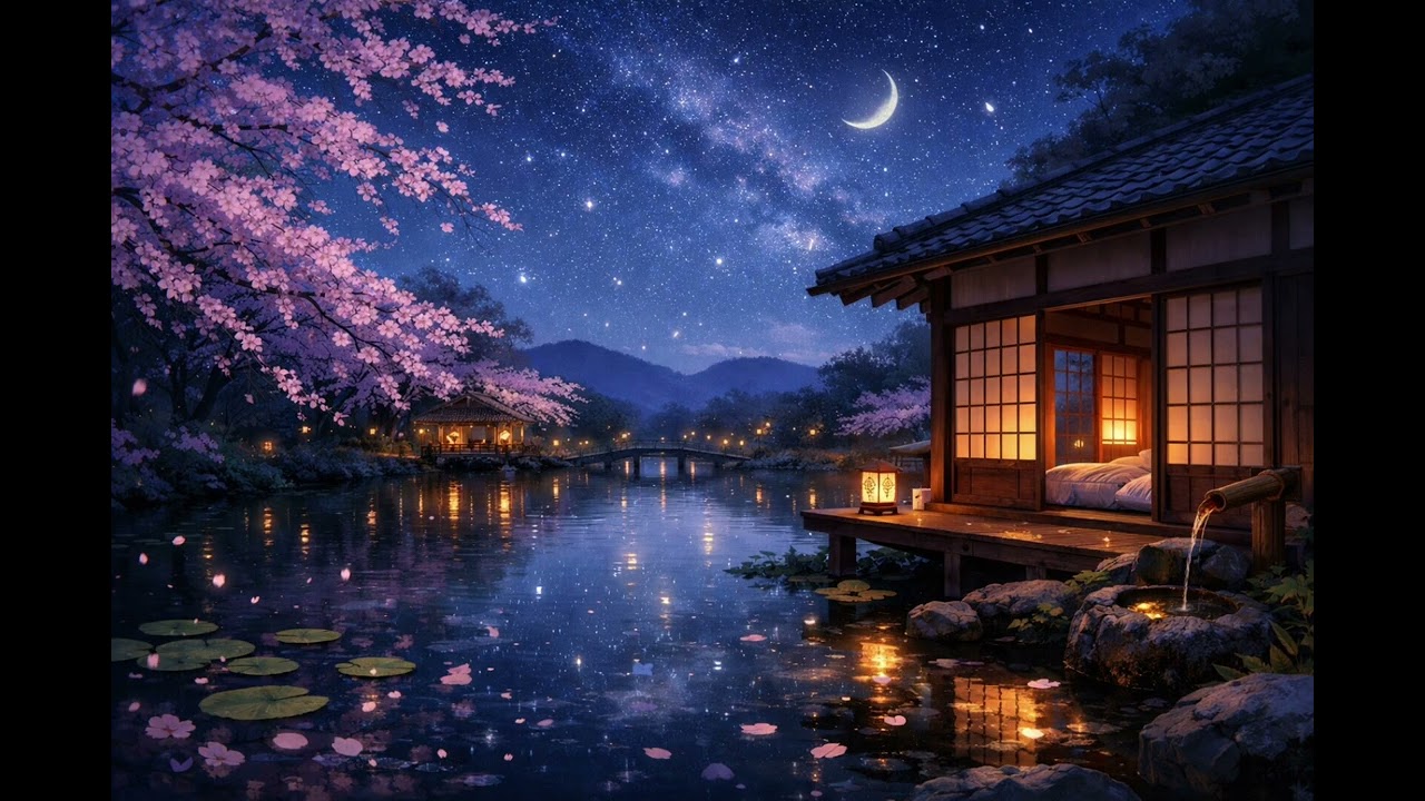 Japanese Sakura Night 🌸 Deep Sleep Lofi | Relaxing Spring Ambience for Study & Meditation