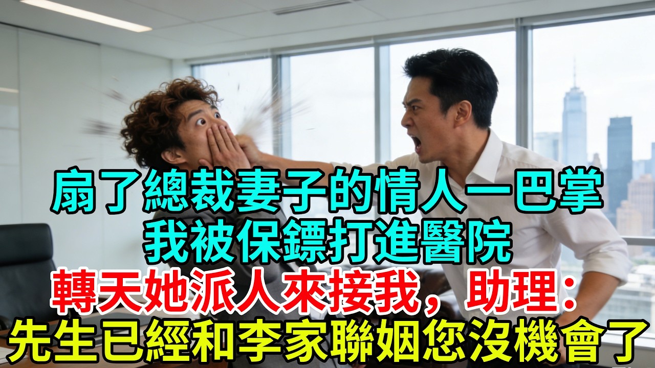 扇了總裁妻子情人一巴掌，我被保鏢打進醫院，轉天她派人來接我，助理：“先生已經和李家聯姻了，您沒機會了#故事頻道#故事#情感故事