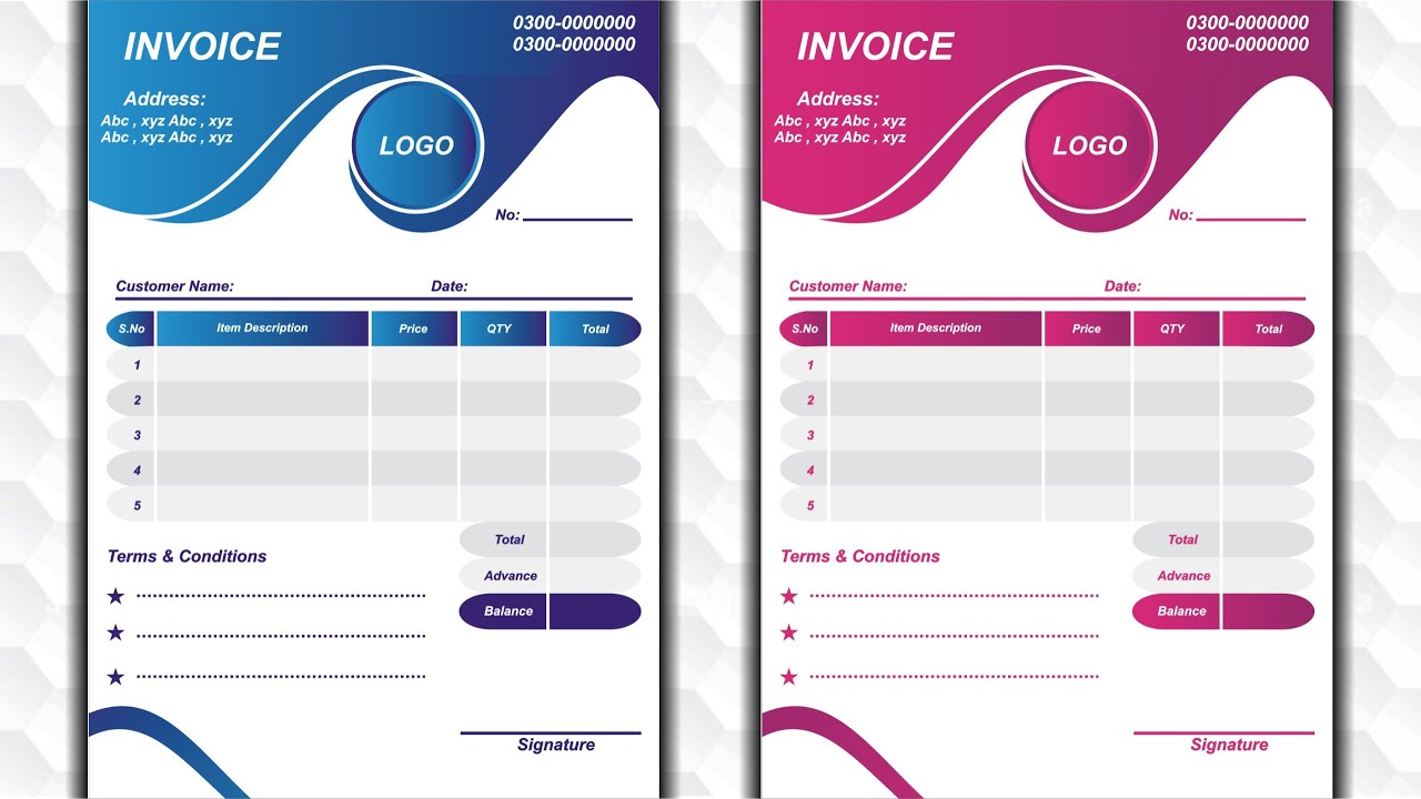 How to make Invoice Design | Cash memo Design in CorelDraw | Bill Book kaise banaye | Owais Kazmi