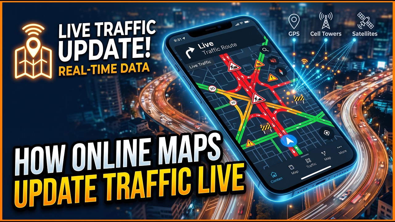 How Online Maps Update Traffic Live &ndash; Millions of Phones Quietly Measuring Traffic Every Second.