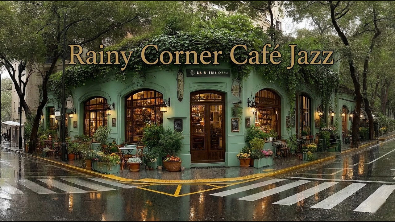 Джаз в Дождливом Кафе 🌧️ Уютный Весенний Coffee Shop | Пианино и Дождь для Отдыха и Учёбы | 4K