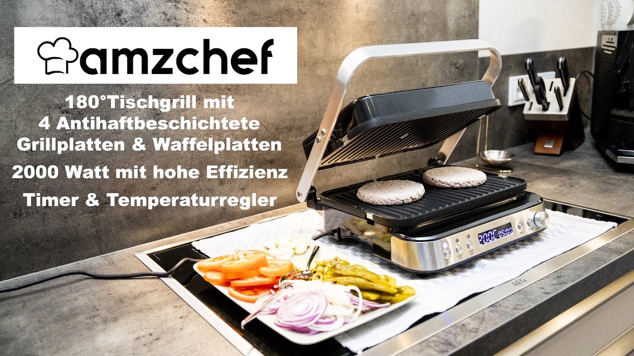 AMZCHEF | LS-GC02C-H 2000W | 3in1 Kontaktgrill | Sandwichmaker |Waffeleisen