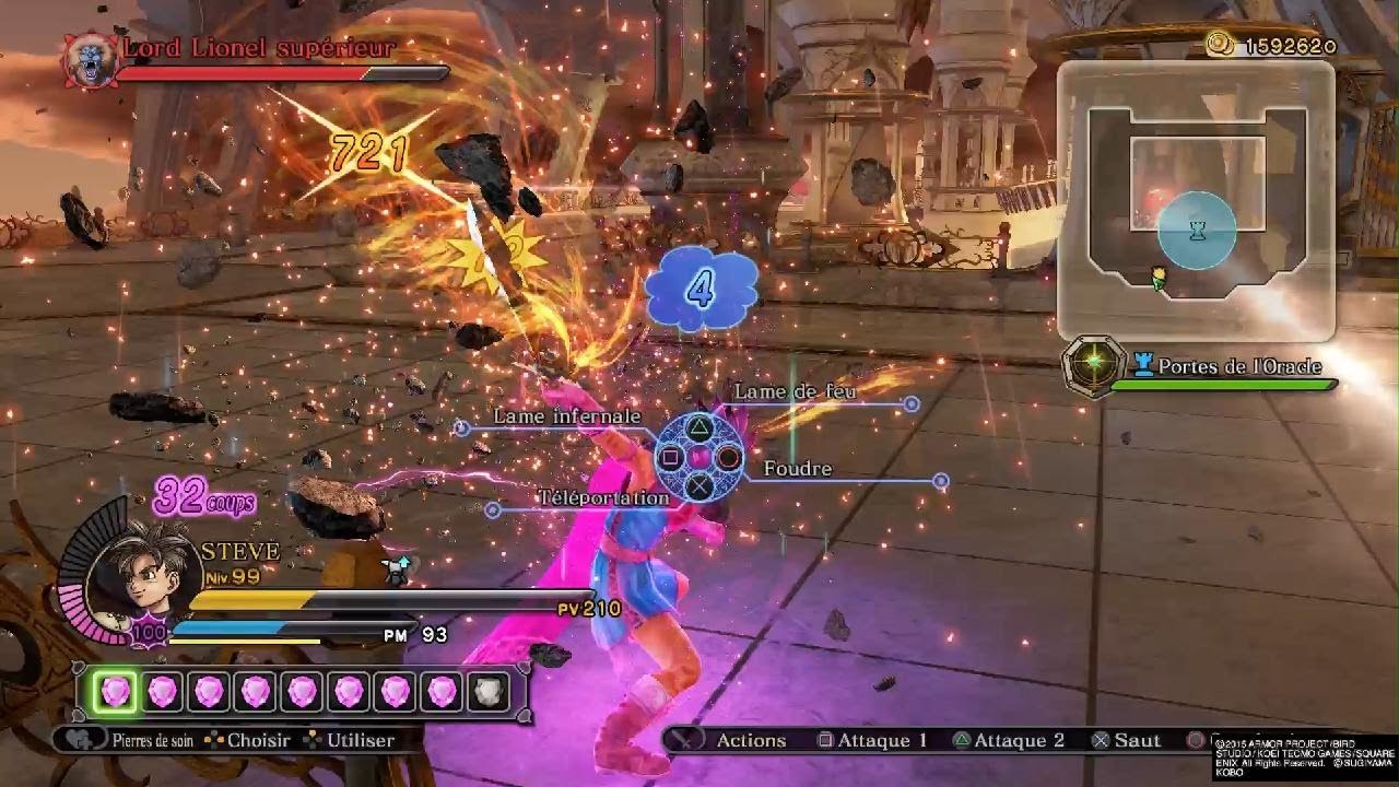 Dragon Quest Heroes. Antre du lion ( Lord Lionel Supérieur ) solo. Temps argent 🤟⚜️⚜️⚜️🔱🔱🔱.