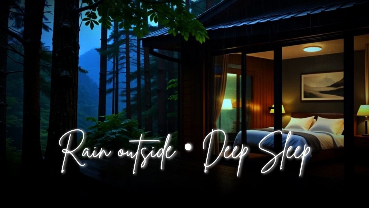 Rain Outside the Cabin Bedroom | Cozy Window View for Deep Sleep