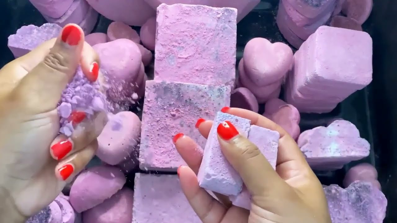 110+ Pieces Purple Reformed Gym Chalk Mass Crush ||  #satisfaying #Asmr# @ASMRgymchalkIndonesia