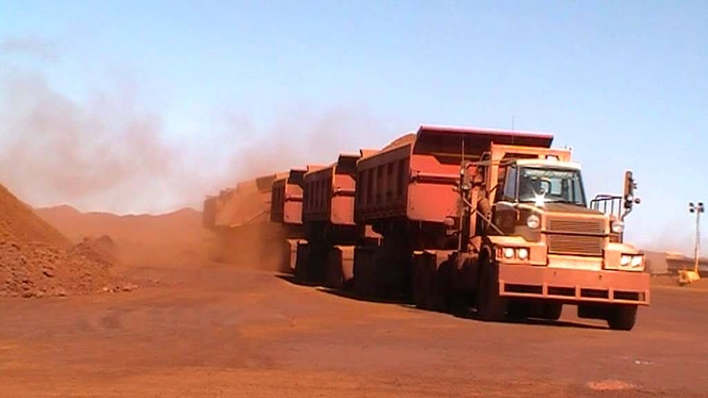 Powertrans Roadtrain Tipping Off At A Stockpile
