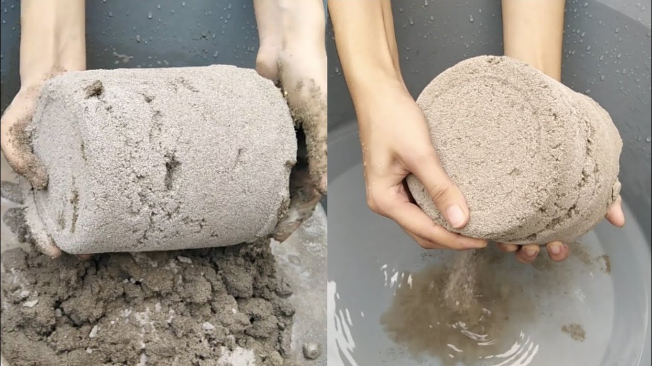 Soft crispy sand cement buckets crumbles in water(No Dip)