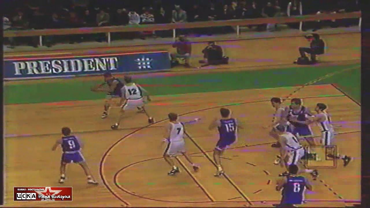 1995 CSKA (Moscow) - Real (Madrid, Spain) 84-82 Men Basketball EuroLeague, last minutes of the match