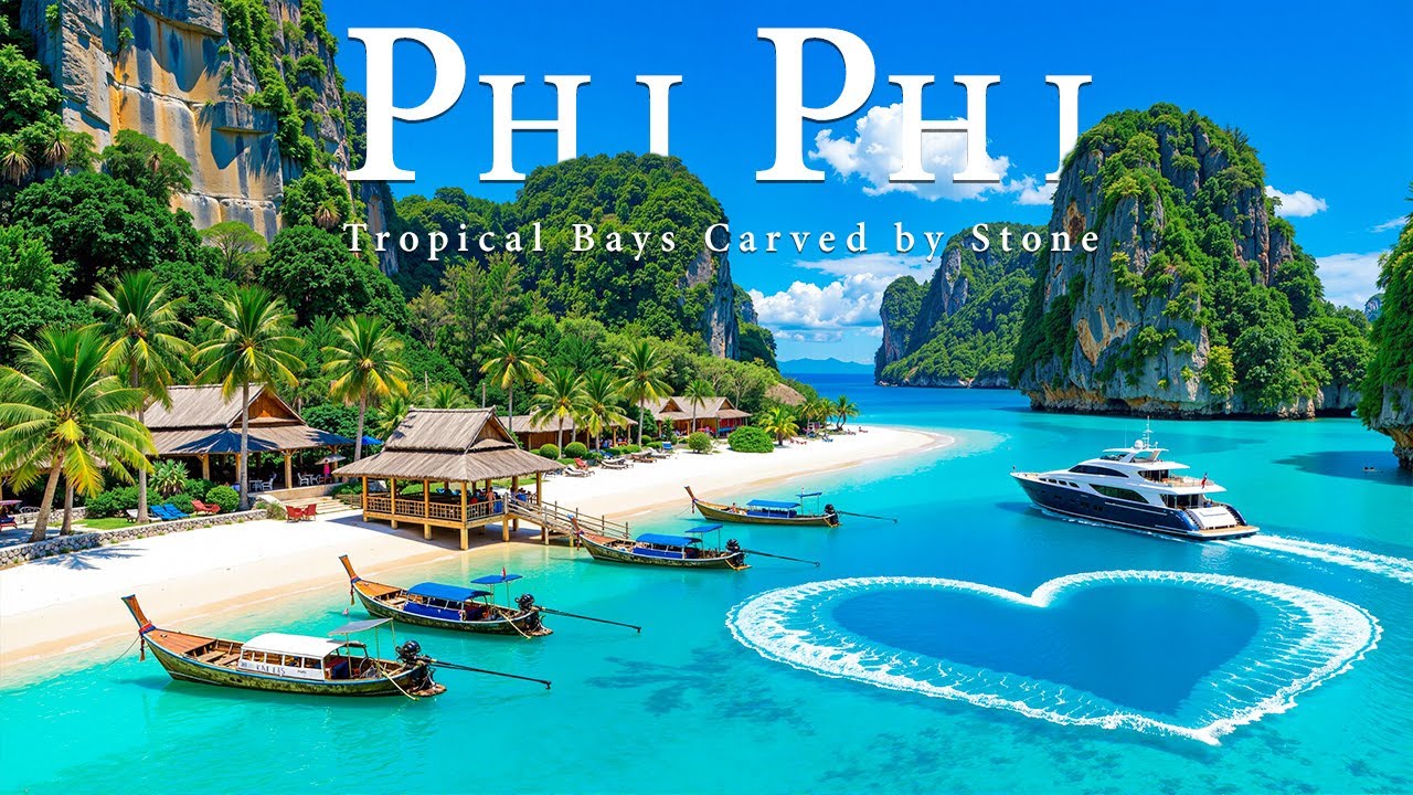 [4K] Острова Пхи-Пхи 🇹🇭 Впечатляющие известняковые скалы и кристально чистая вода | Дип-хаус микс