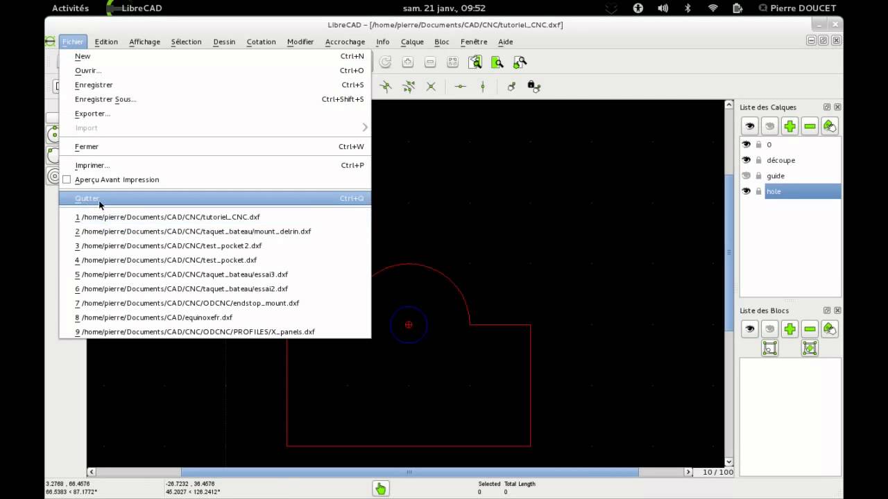 Tutoriel rapide LibreCAD / HeeksCAD pour cr&eacute;er des fichiers GCODE
