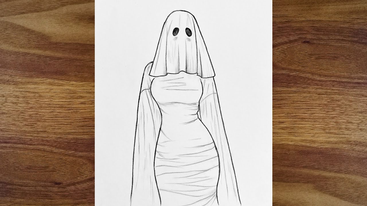 How to Draw a Cute Ghost Girl 👻 | Easy Halloween Costume Sketch ASMR