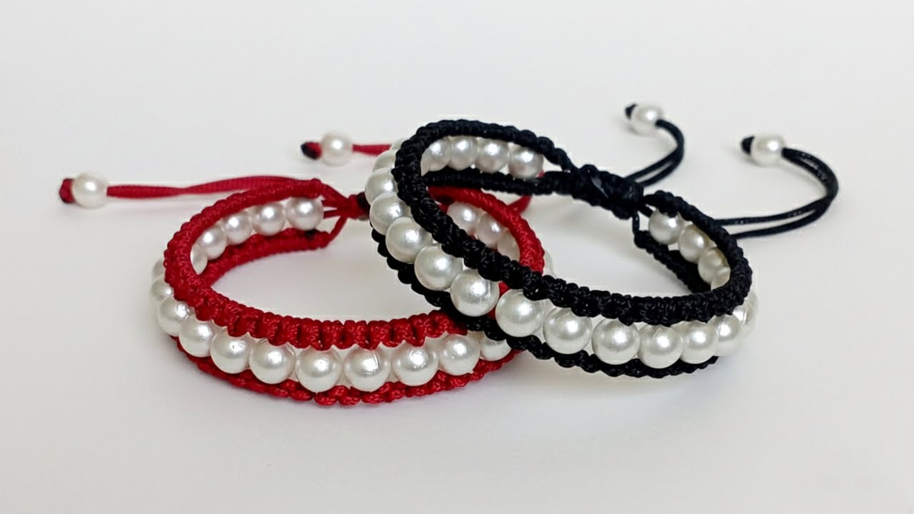 Beaded macrame bracelet tutorial | how to make beaded macrame bracelet | macrame bracelet with beads