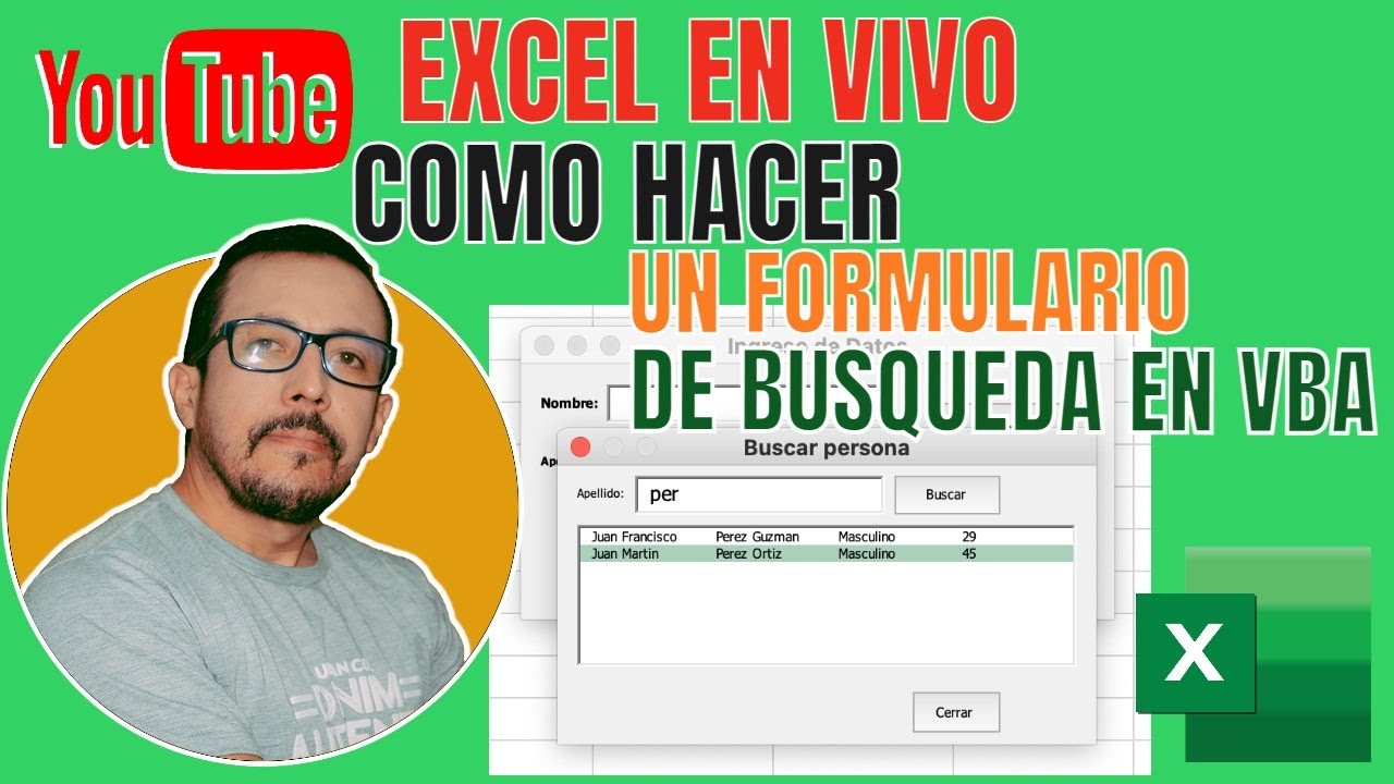 🔴 Excel EN VIVO, Como crear un formulario de búsqueda en VBA