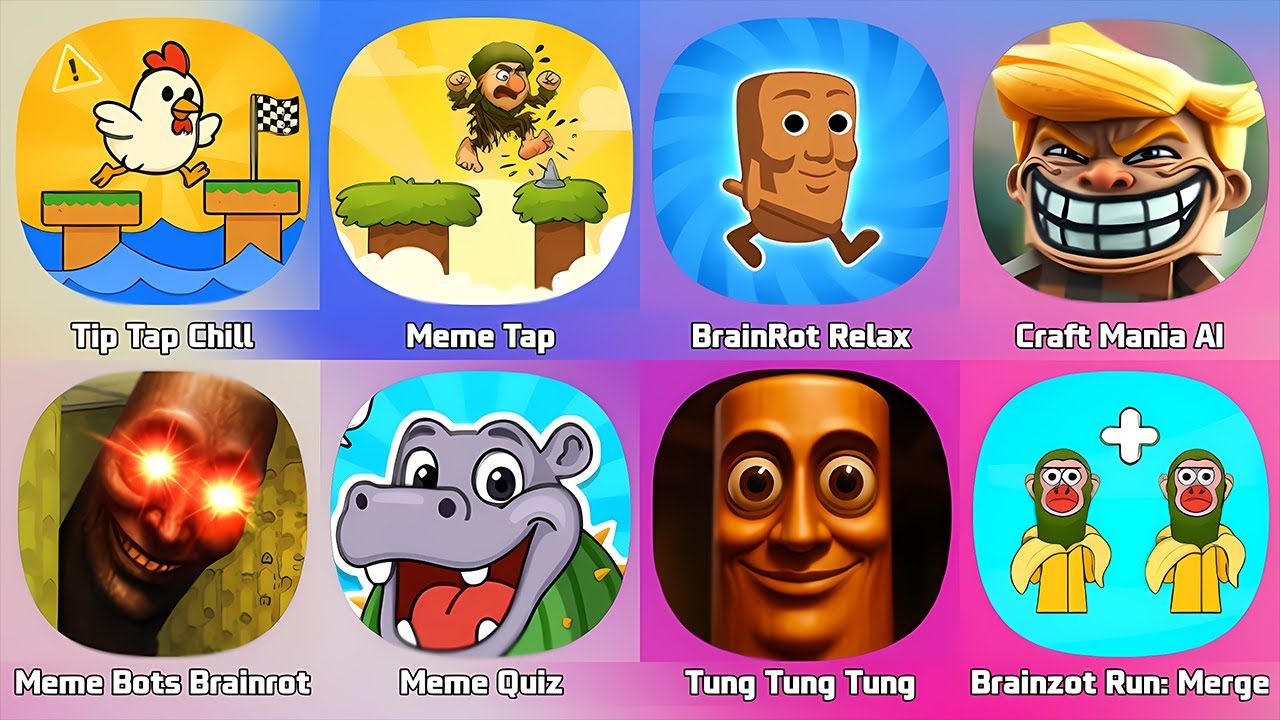 Tip Tap Chill Minigames, Meme Tap Challenge, Brainrot Relax Minigame, Tung Tung Tung Sahur