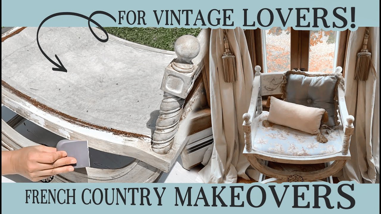 4 Thrift Flip Makeovers! Vintage Trunk, Toile Chair, Chippy French Table & Faux Stone Bookends!