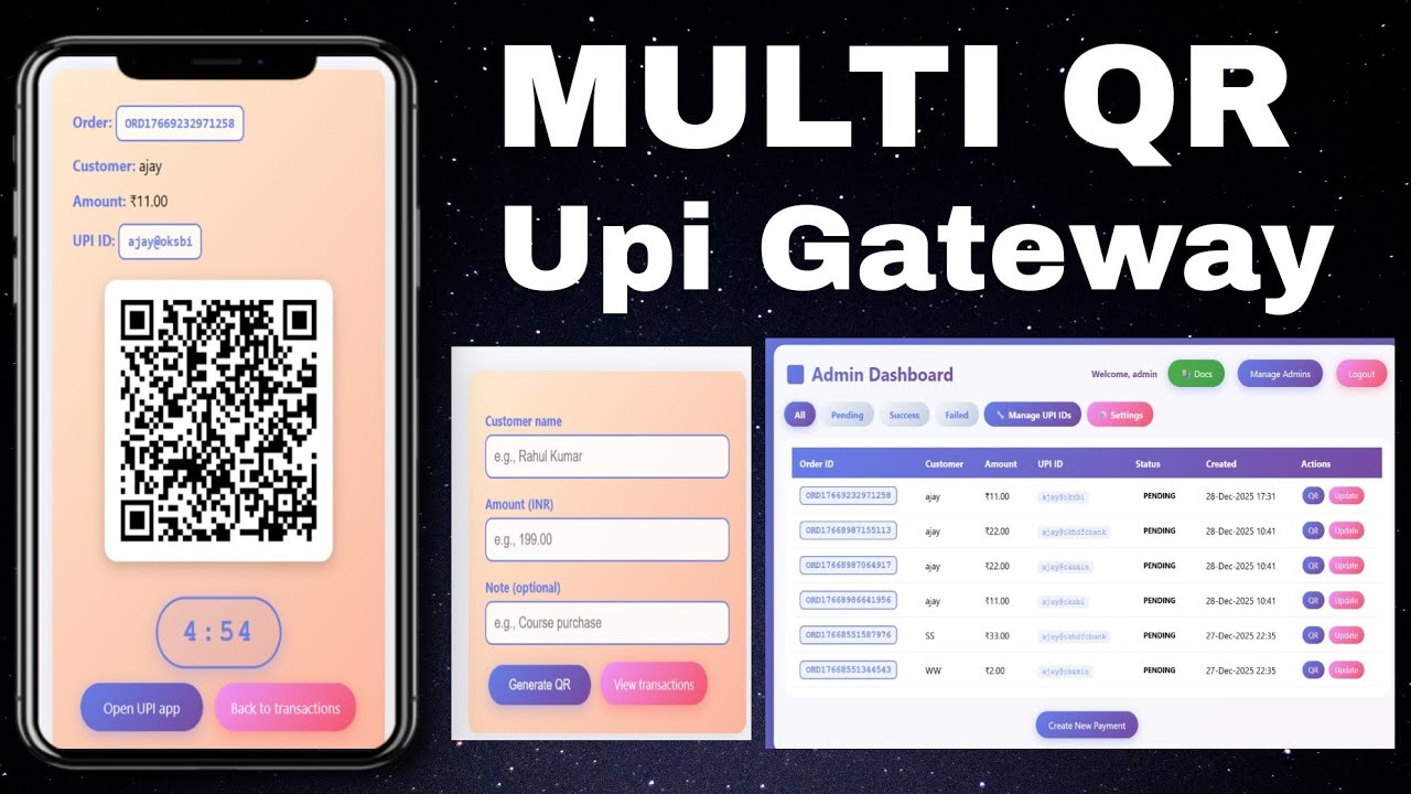 Custom UPI QR Generator with Admin Dashboard & Transaction Tracking