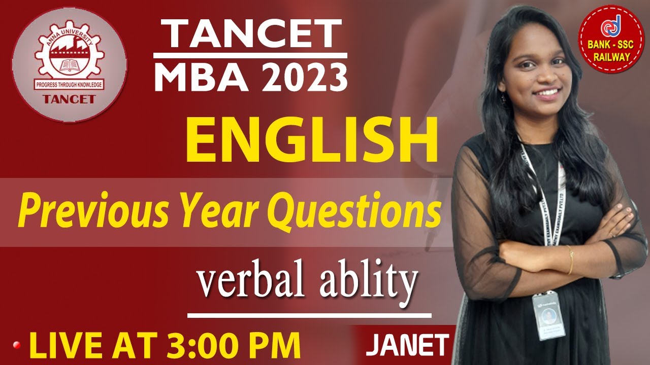 TANCET MBA 2023 | General English : Verbal Ability | Previous Year Questions