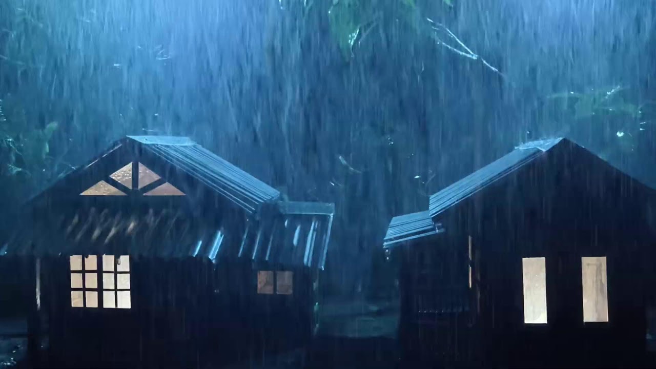No Ads Rain Sounds for Sleeping - ASMR Wild Night Rain on Tin Roof for Severe Sleep Disorder #111