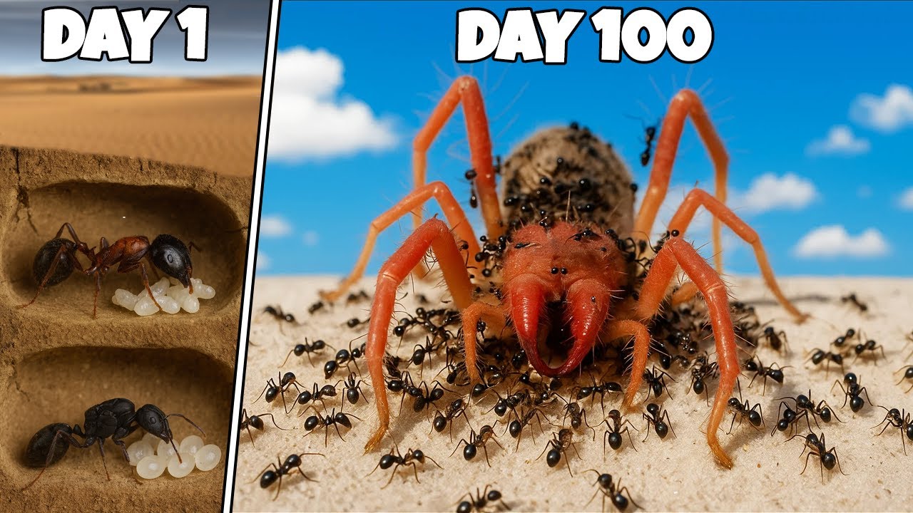 1,000 Ants Vs. Camel Spider |Simulating two Ant Colonies for 100 Days 😱 ANTTREK