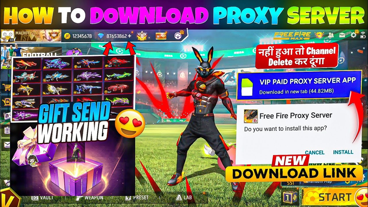 HOW TO DOWNLOAD PROXY SERVER IN FREE FIRE, HOW TO USE PROXY SERVER IN FREE FIRE, VIP PROXY SERVER