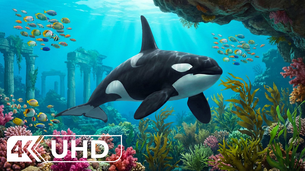 Лучшее изображение аквариума в формате 4K – прекрасная морская жизнь в спокойном океане.
