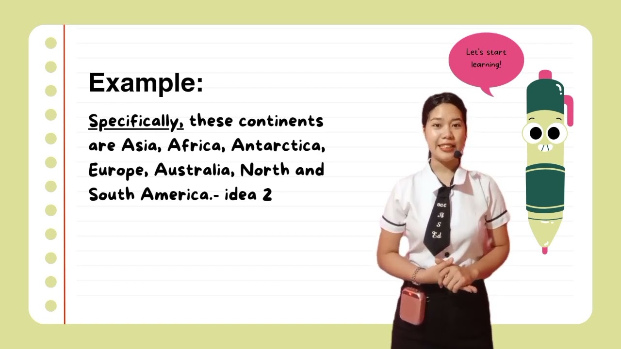 Demo teaching Grammatical Signals or expressions suitable to pattern of idea development.