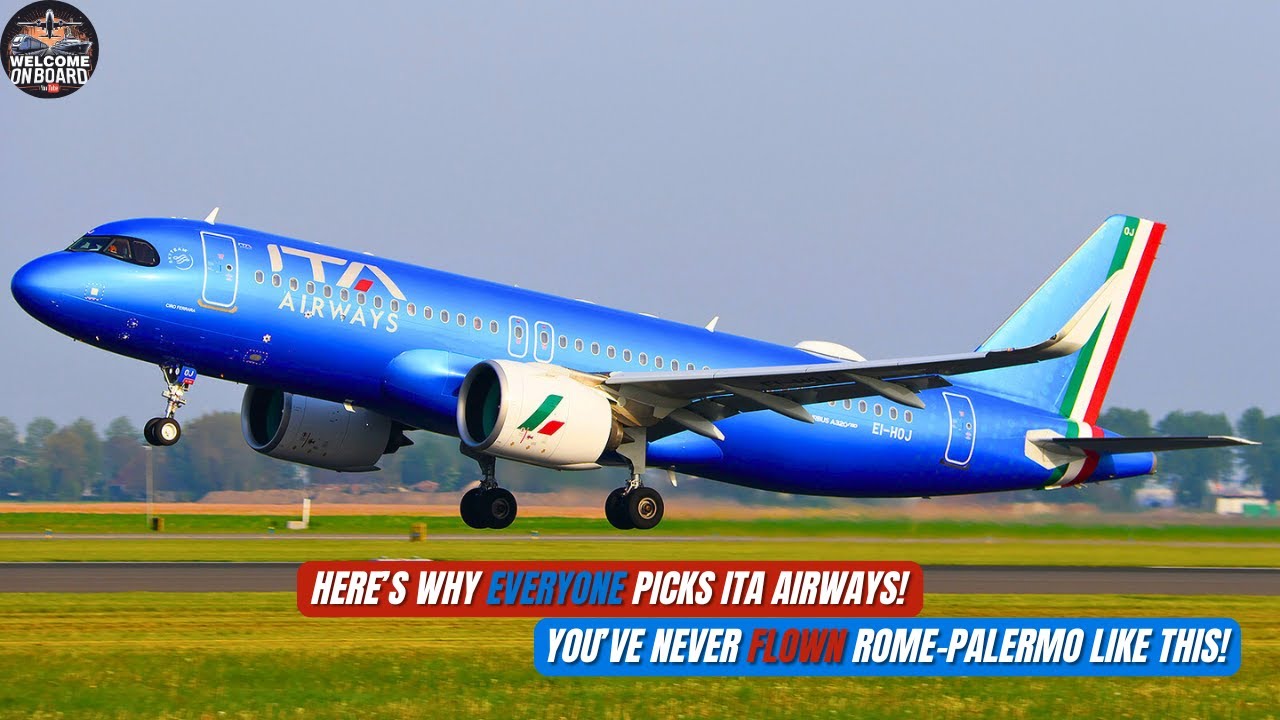 [4K] TRIP REPORT | Experience ITA Airways’ New A320neo! Comfort & Style | Rome  FCO✈️ Palermo