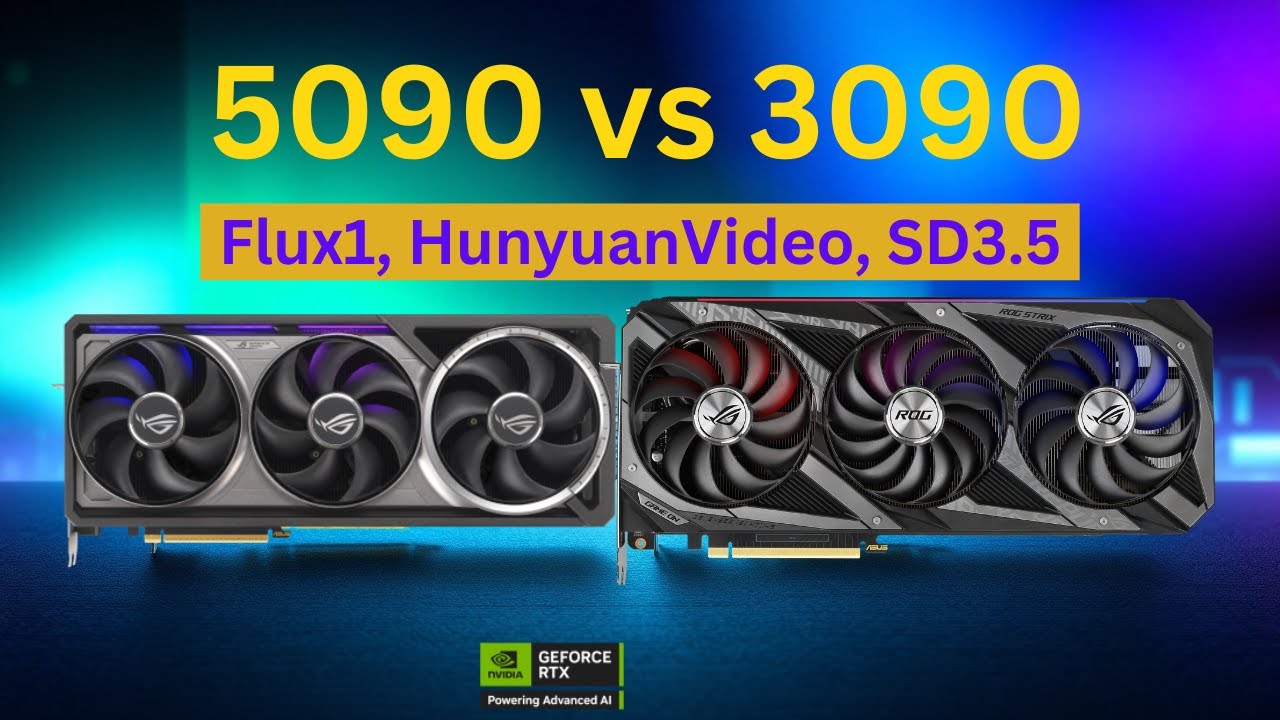 RTX 5090 против 3090 &mdash; EP2: Flux.1-dev, HunyuanVideo, Stable diffusion 3.5 Large, работающий на GPU