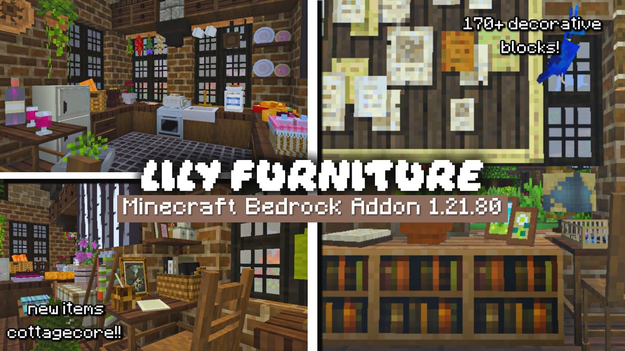 NEW Aesthetic Cottagecore Addon Lily Furniture For Minecraft Bedrock/MCPE 1.21+ [no broken models] 🌼