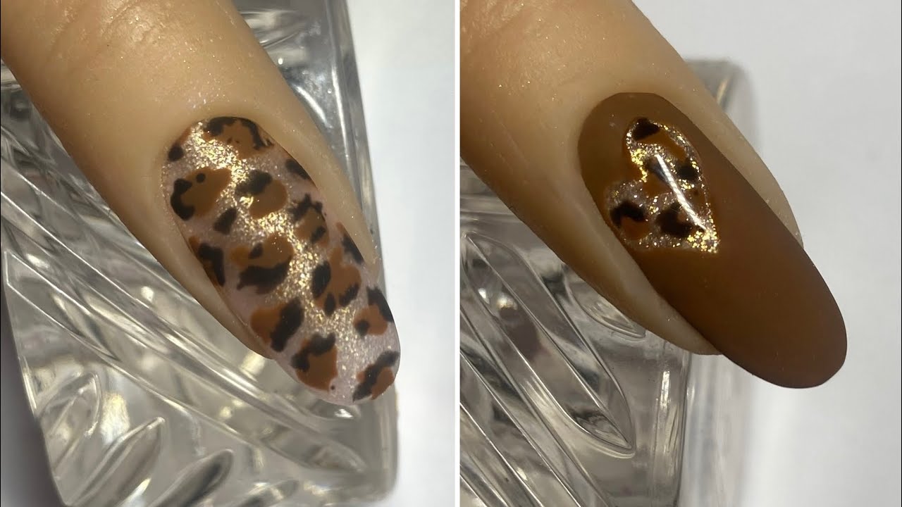 🐆🤎🥰Simple gel polish design. Animal print 
