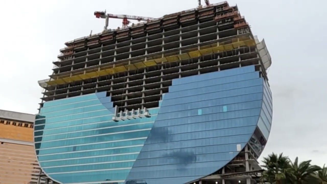 A huge guitar rises above the Las Vegas Strip: This one is a new Hard Rock Hotel Tower with rooms