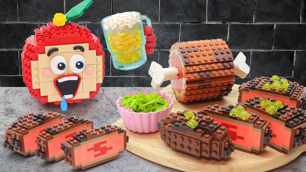 LEGO Beef Steak and How To Make In Real Life - Stop Motion Cooking & ASMR Mukbang