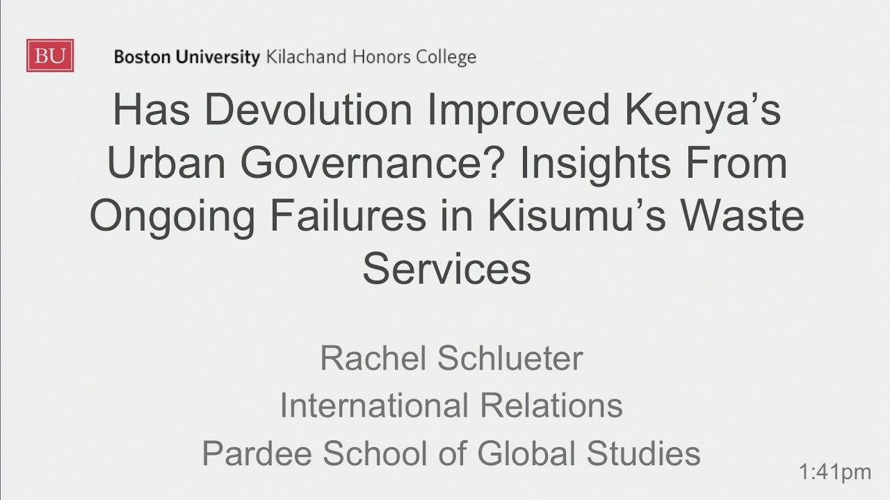 Rachel Schlueter: Has Devolution Improved Kenya's Urban Governance?