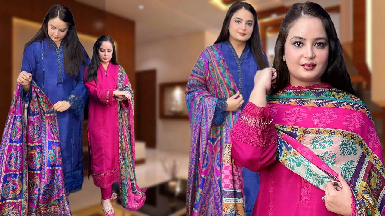 Eid 2026 Plain Cotton & Korean Tussle Silk Dress | Organza Patchwork Lace Kaftan | Printed Dupatta