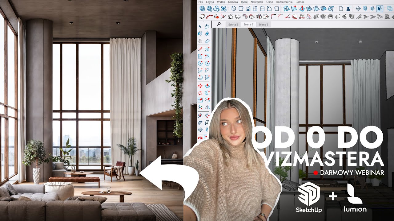 Fotoroealistyczna wizualizacja salonu od zera [SketchUp + Lumion]