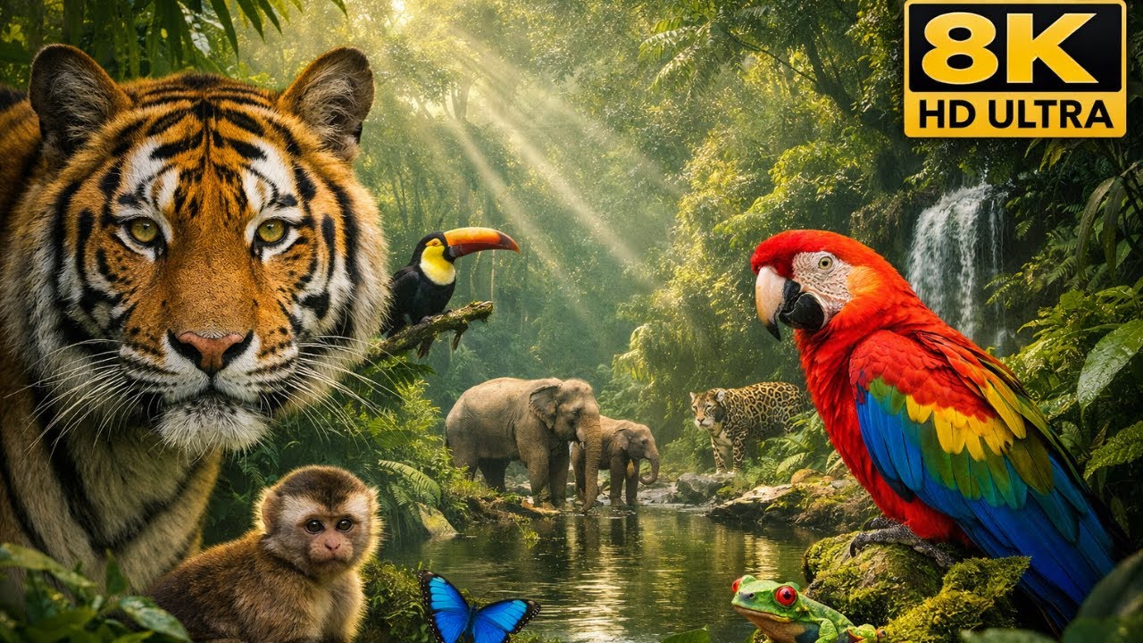 Planet Animals 8K 🌿 Wild Rainforest Animals | Ultra HD Nature Relaxation