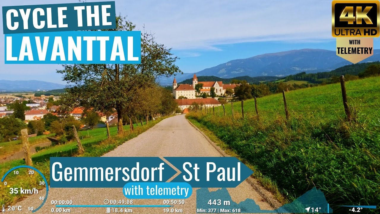 Lavanttal - K&auml;rnten: Gemmersdorf to Sankt Paul - Indoor Cycling Video with telemetry